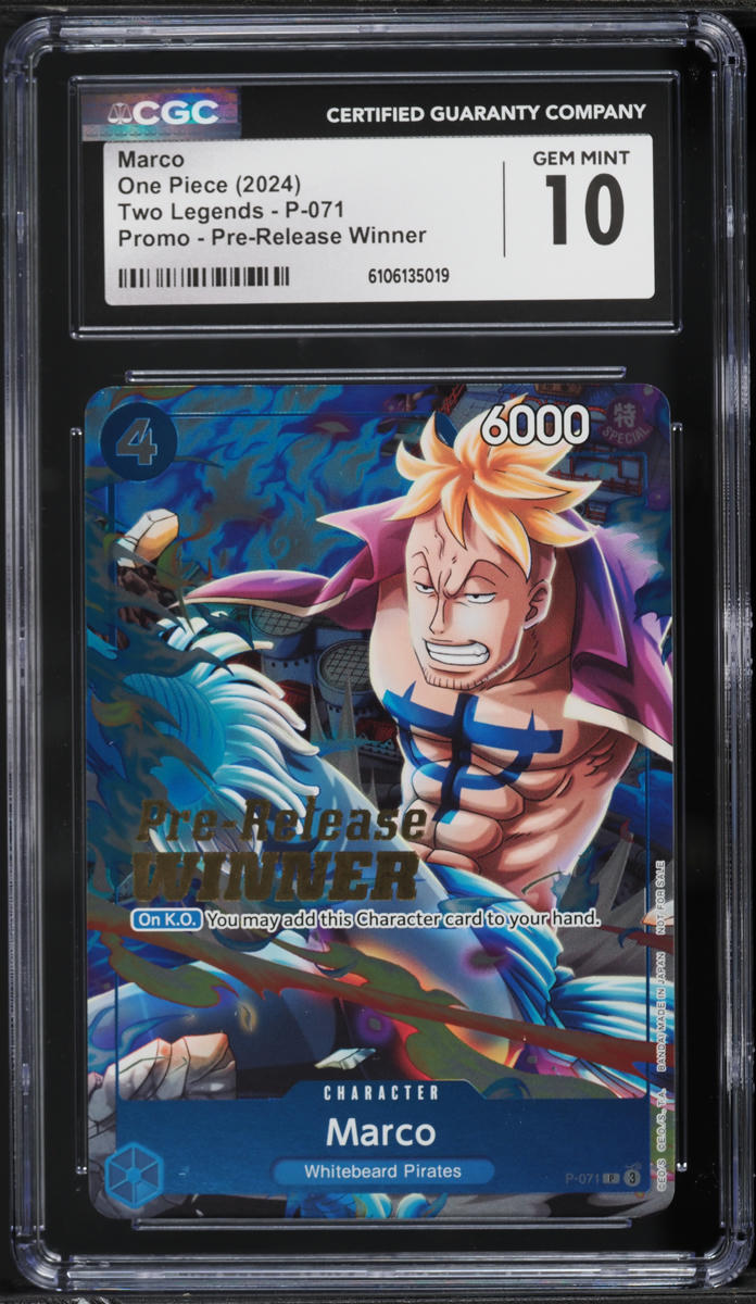 2024 One Piece Two Legends Pre-Release Winner Marco #P-071 CGC 10