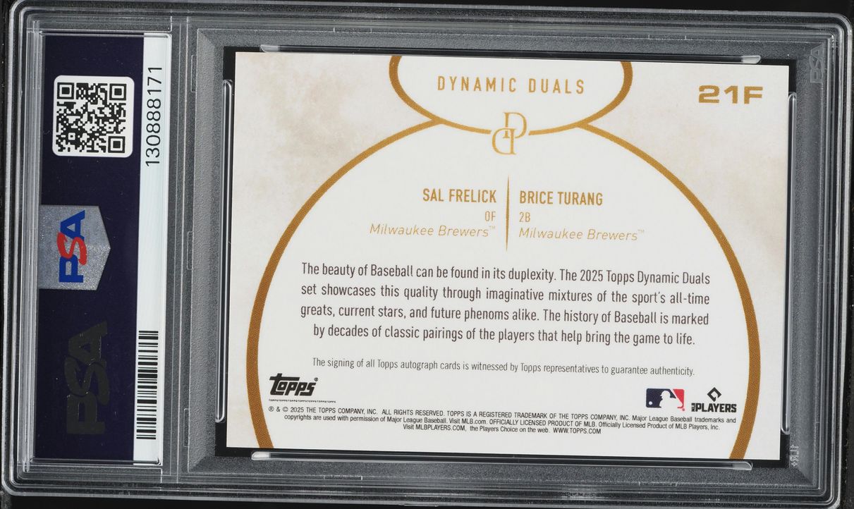 2025 Topps Dynamic Duals Silver Sal Frelick Brice Turang AUTO /75