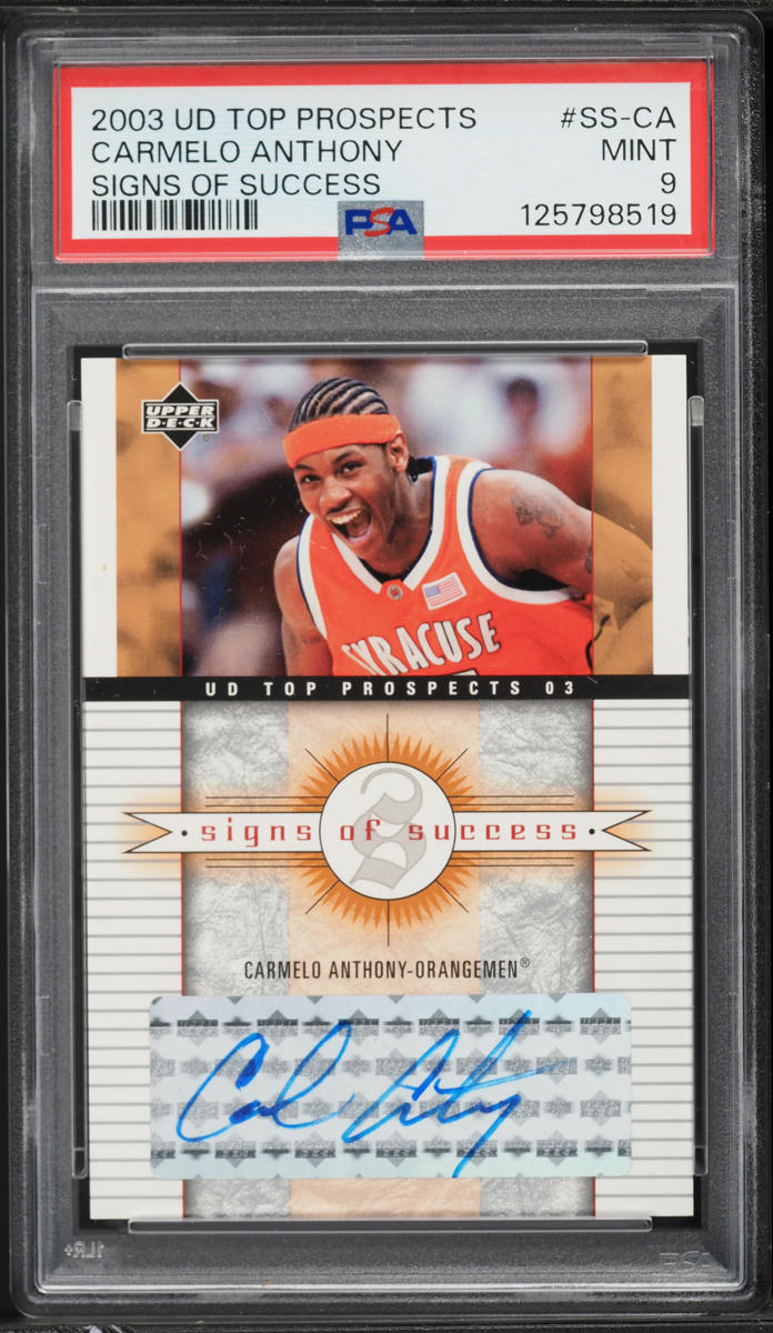 2003 Upper Deck Top Prospects Signs Of Success Carmelo Anthony ROOKIE AUTO #SS-CA PSA 9 MINT