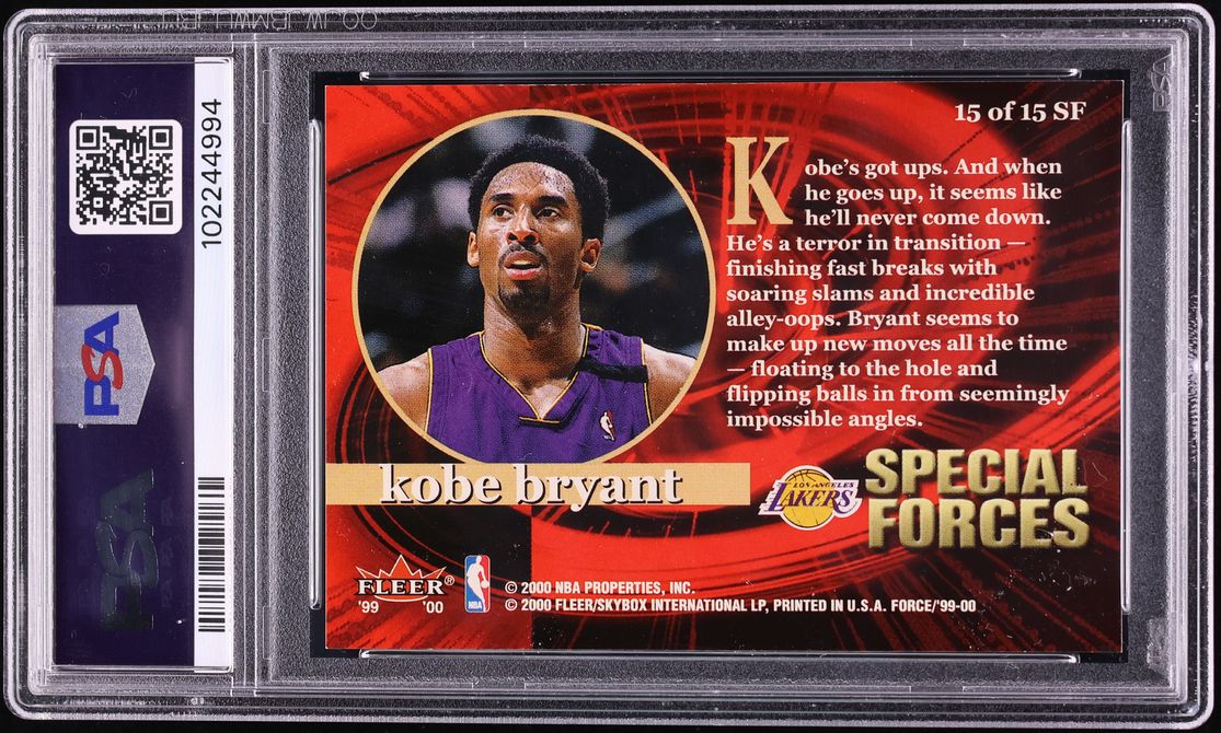 1999 Fleer Force Special Forces Kobe Bryant #15 PSA 8 NM-MT on 