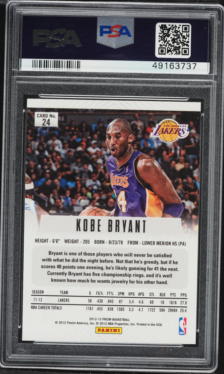 2012 Panini Prizm Kobe Bryant #24 PSA 9 MINT