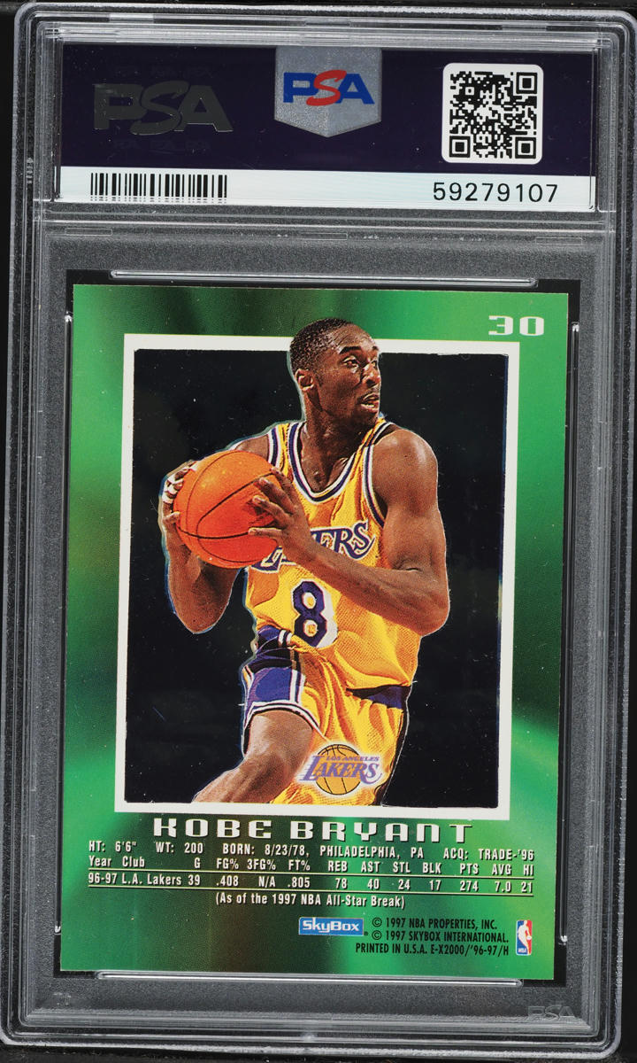 1996 Skybox E-X2000 Kobe Bryant ROOKIE #30 PSA 6 EXMT on Fanatics
