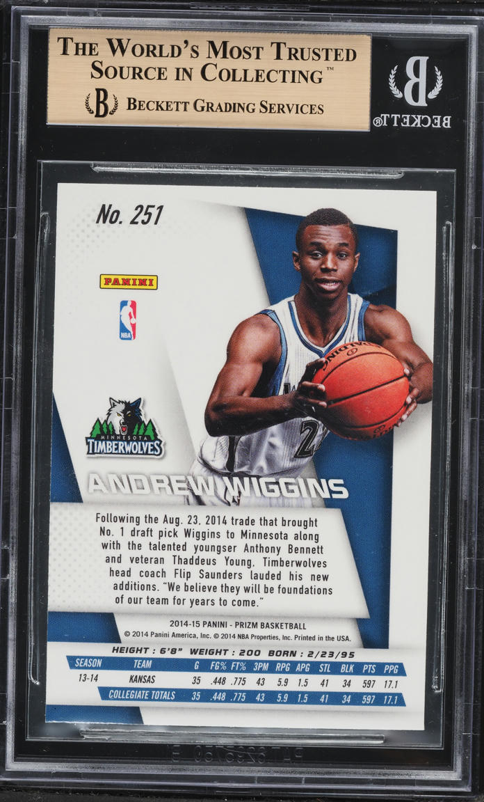 2014 Panini Prizm Andrew Wiggins ROOKIE #251 BGS 9.5 GEM MINT on