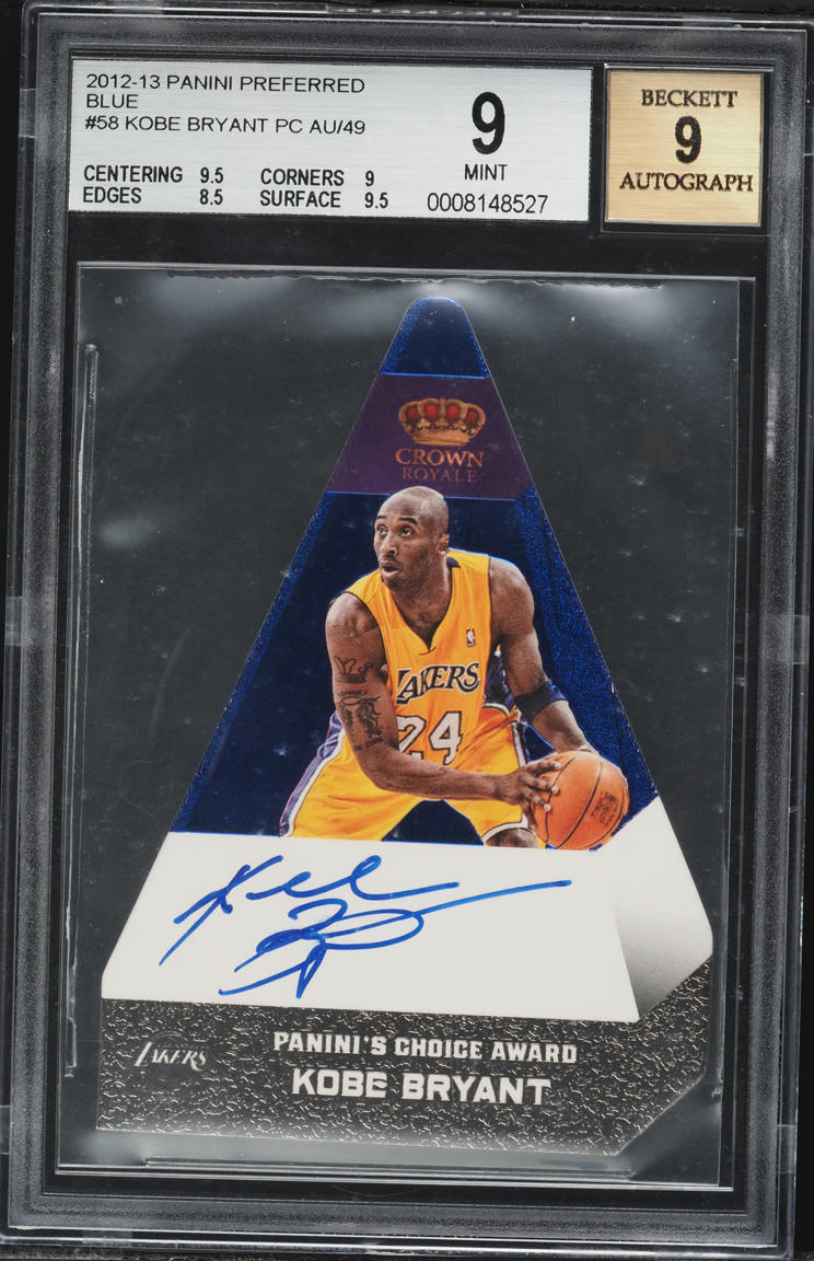 2012 Panini Preferred Blue Kobe Bryant AUTO /49 #58 BGS 9 MINT