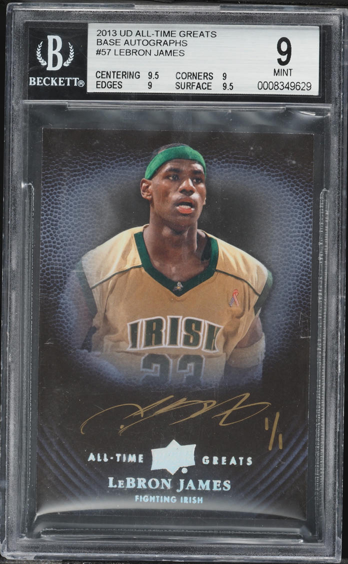 2013 Upper Deck All-Time Greats Base LeBron James AUTO #57 BGS 9 MINT
