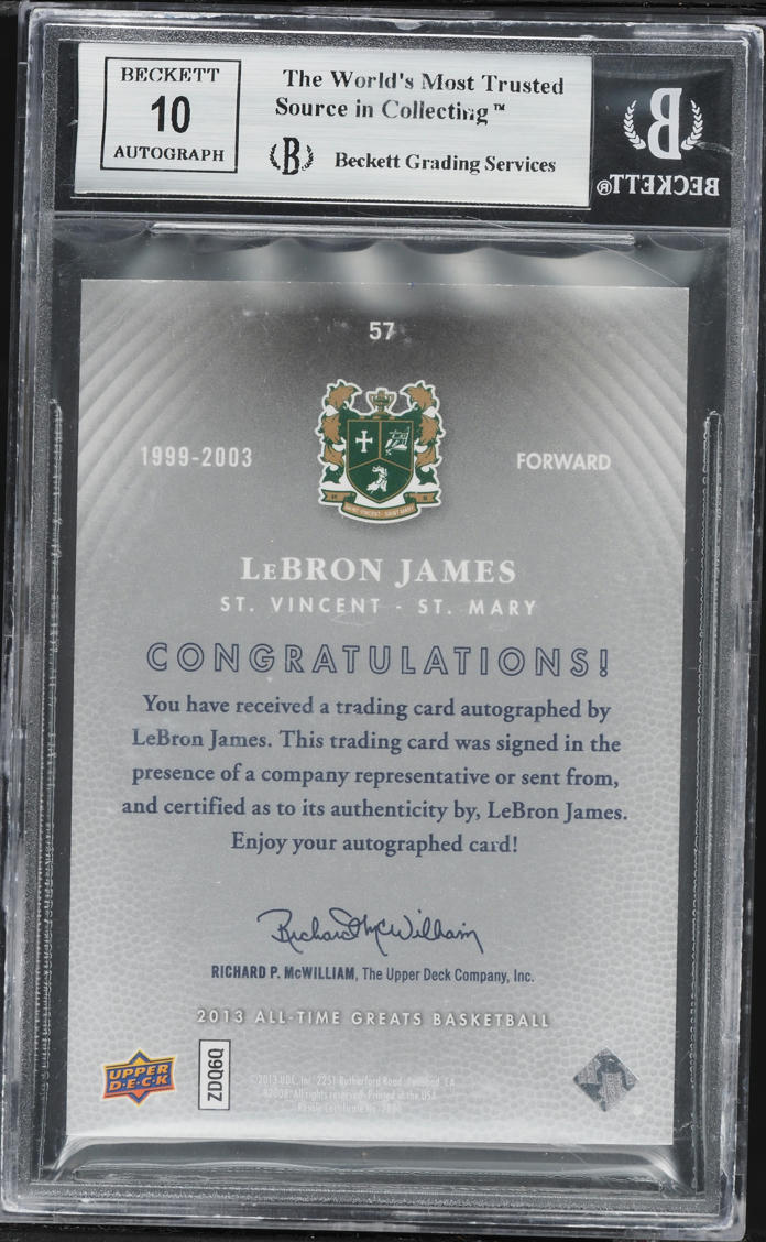 2013 Upper Deck All-Time Greats Base LeBron James AUTO #57 BGS 9 MINT