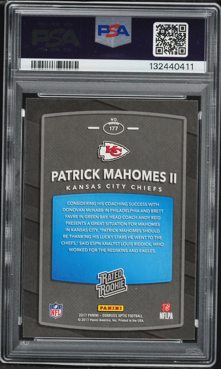 2017 Donruss Optic Patrick Mahomes II ROOKIE #177 PSA 9 MINT