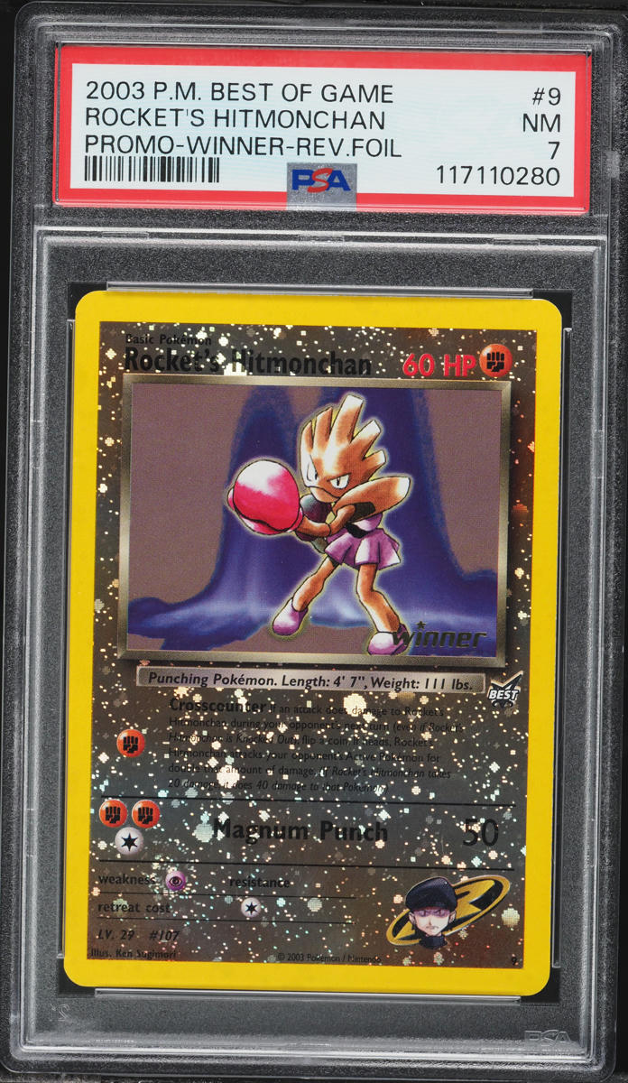 2003 Pokemon Best Of Game Promo Winner Reverse Holo Rocket's Hitmonchan #9 PSA 7 NRMT