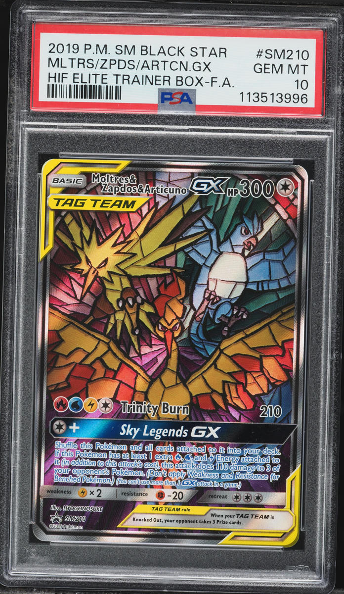2019 Pokemon SM Promo Hidden Fates Alt Art Moltres Zapdos Articuno GX #SM210 PSA 10 GEM MINT