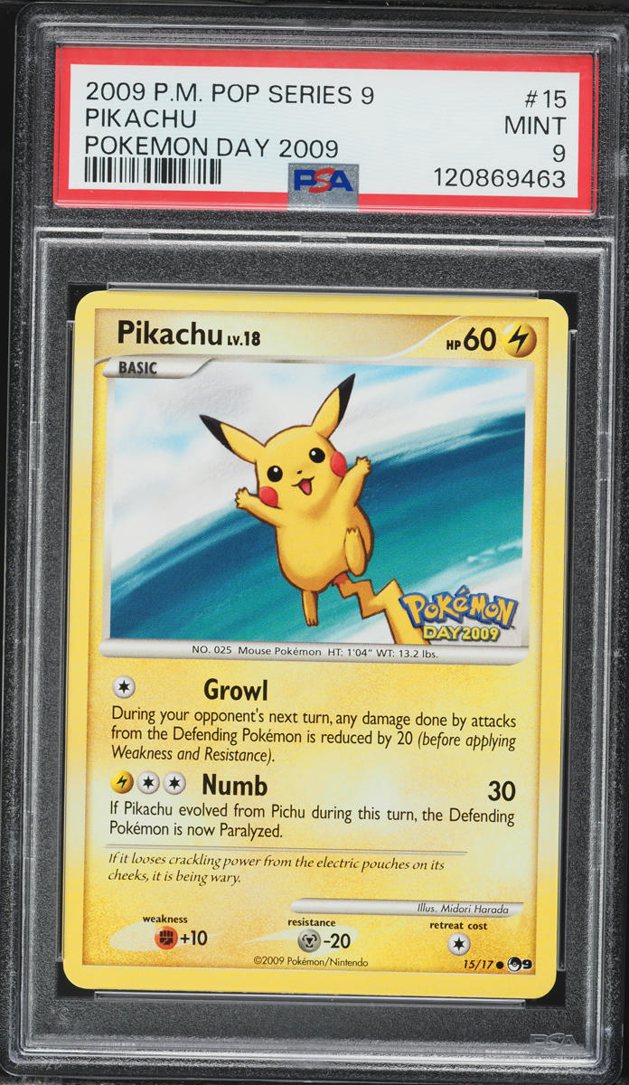 pop9 psa9 2006 ポケモンキッズ ピカチュウ pikachu 2009 Pokemon POP Series 9 Day '09 Pikachu #15 PSA 9 MINT on