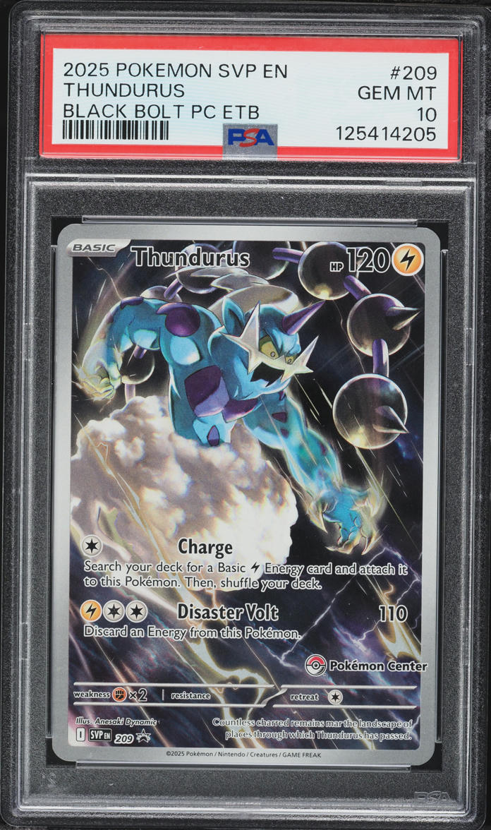 2025 Pokemon Scarlet & Violet Promo Black Bolt Center ETB Alt Art Thundurus #209 PSA 10 GEM