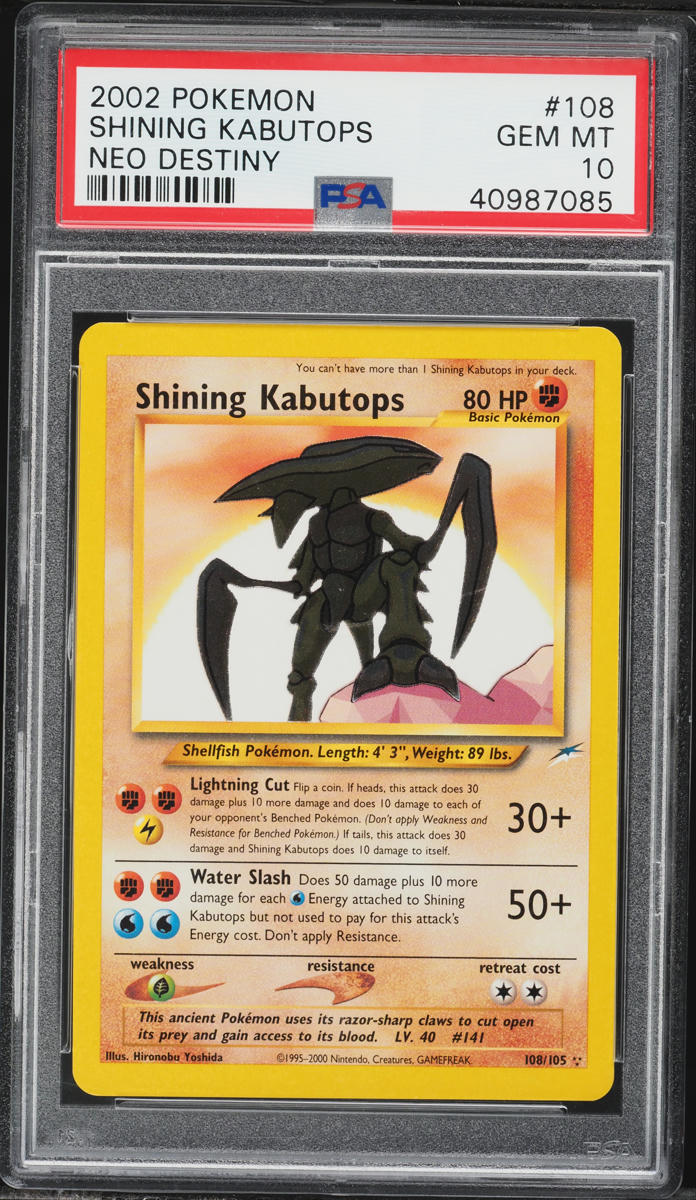 2002 Pokemon Neo Destiny Shining Kabutops #108 PSA 10 GEM MINT
