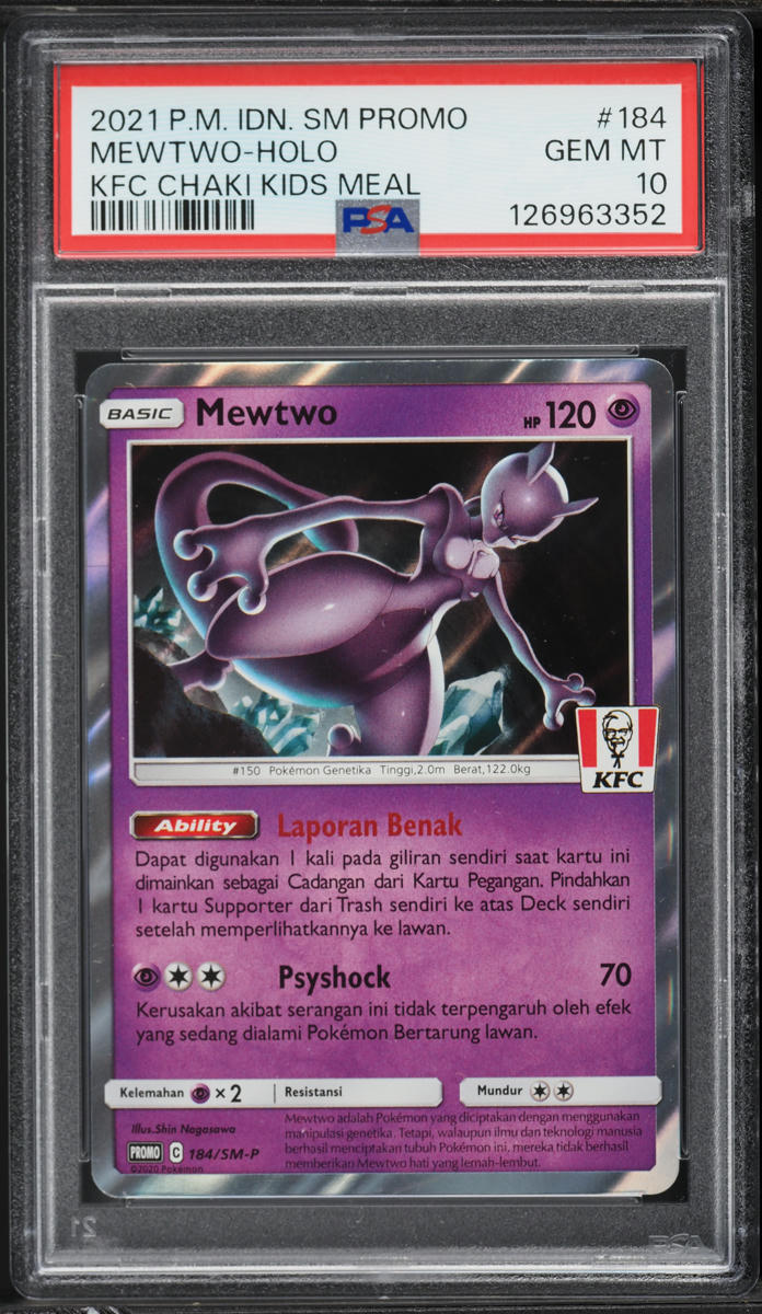 2021 Pokemon Indonesian Sun & Moon KFC Promo Holo Mewtwo #184 PSA 10 GEM MINT