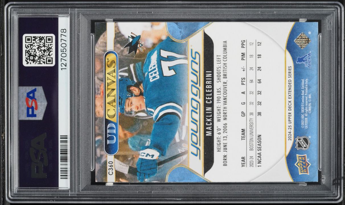 2024 Upper Deck UD Canvas Young Guns Macklin Celebrini ROOKIE #C360 PSA 9 MINT
