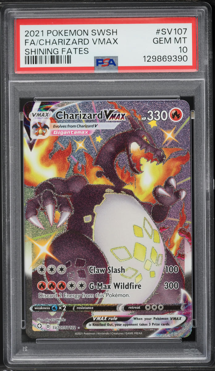 2021 Pokemon Sword & Shield Shining Fates Full Art Shiny Charizard VMAX #SV107 PSA 10 GEM MINT