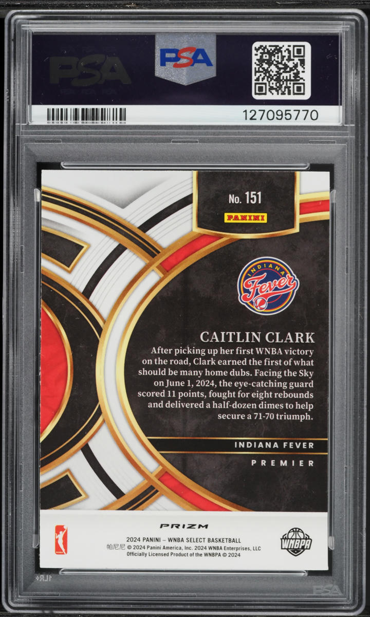 2024 Select Premier WNBA Premier Silver Flash Caitlin Clark ROOKIE #151 PSA 10 GEM MINT