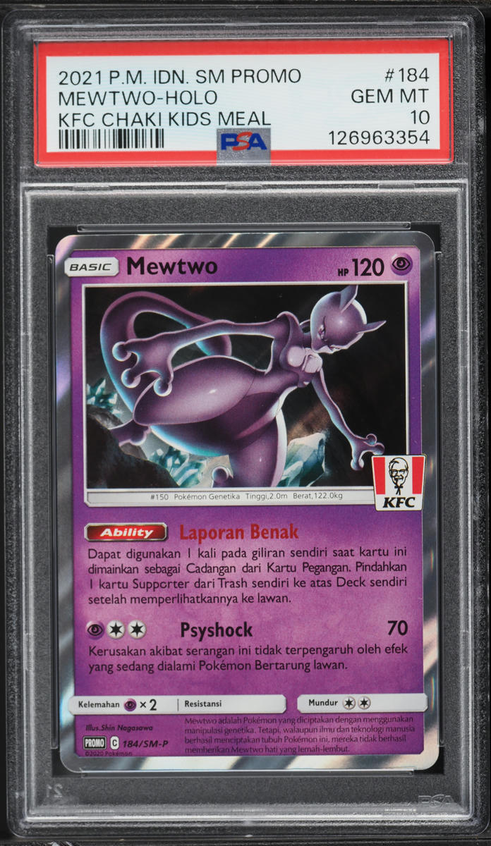 2021 Pokemon Indonesian Sun & Moon KFC Promo Holo Mewtwo #184 PSA 10 GEM MINT