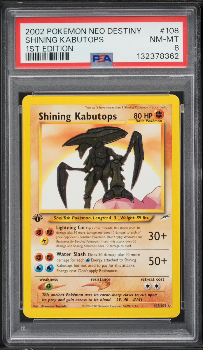 2002 Pokemon Neo Destiny 1st Edition Shining Kabutops #108 PSA 8 NM-MT