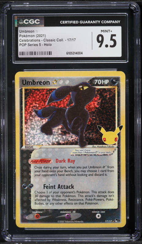 2021 Pokemon SWSH Celebrations POP Series 5 Holo Umbreon Gold Star #17 CGC 9.5 MINT+