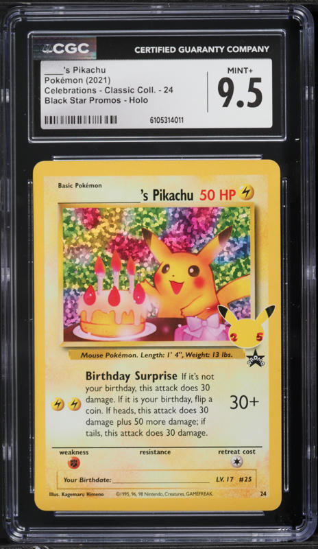 2021 Pokemon Sword & Shield Promo Celebrations Classic Holo Birthday  Pikachu #24 CGC 9.5 MINT+ on Fanatics Collect