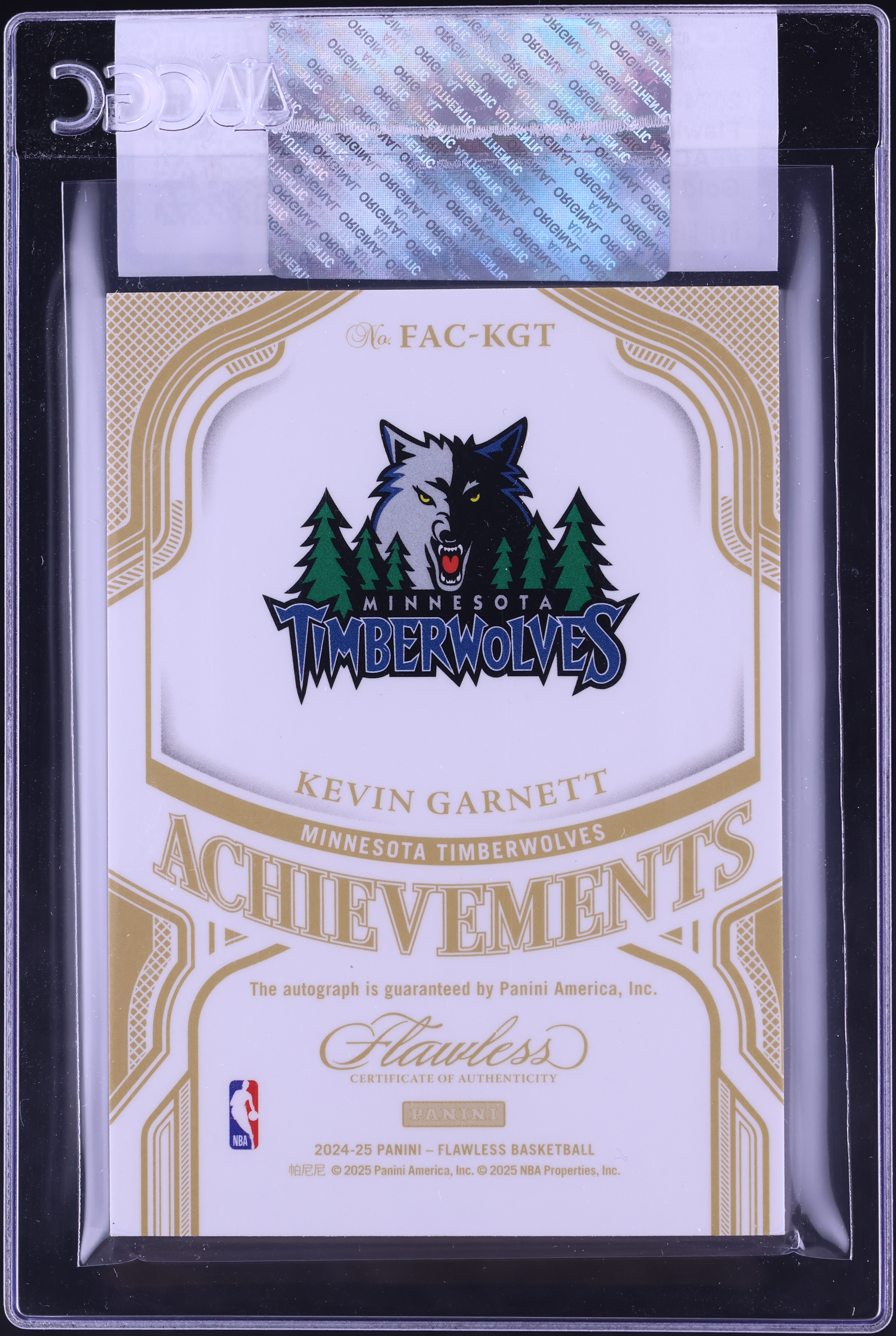 2024 Panini Flawless Achievements Gold Kevin Garnett AUTO /10 #FAC 