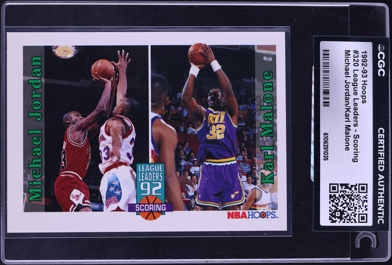 1992 Hoops League Leaders Scoring Michael Jordan Karl Malone #320 CGC AUTH