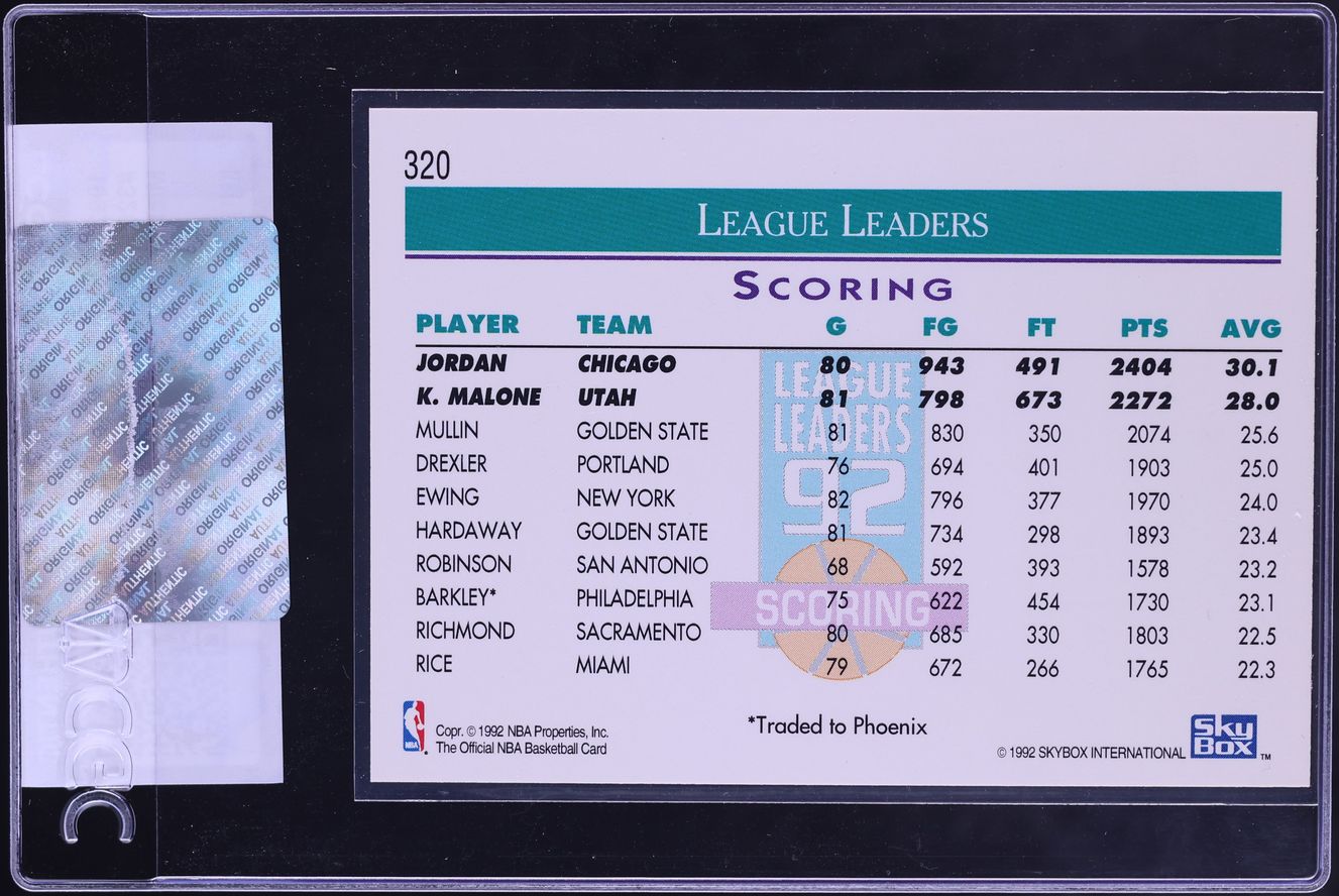 1992 Hoops League Leaders Scoring Michael Jordan Karl Malone #320 CGC AUTH