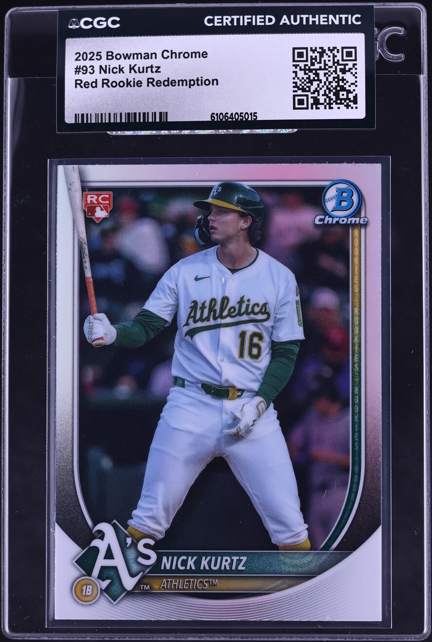 2025 Bowman Chrome Red Redemption Nick Kurtz ROOKIE #93 CGC AUTH