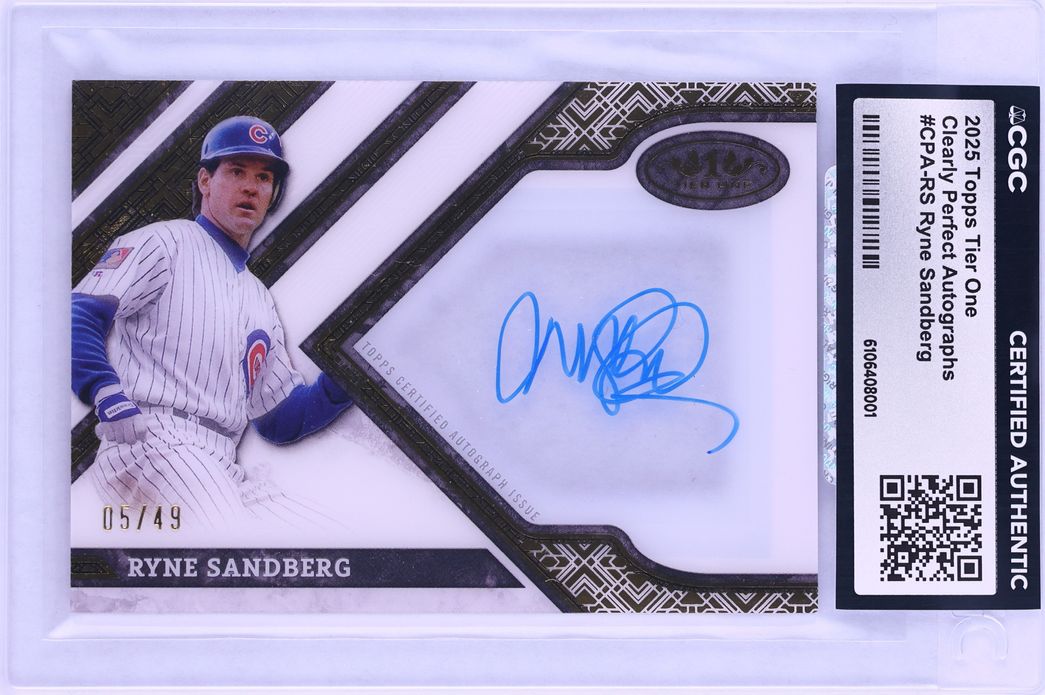 2025 Topps Tier One Clearly Perfect Ryne Sandberg AUTO /49 #CPA-RS CGC AUTH