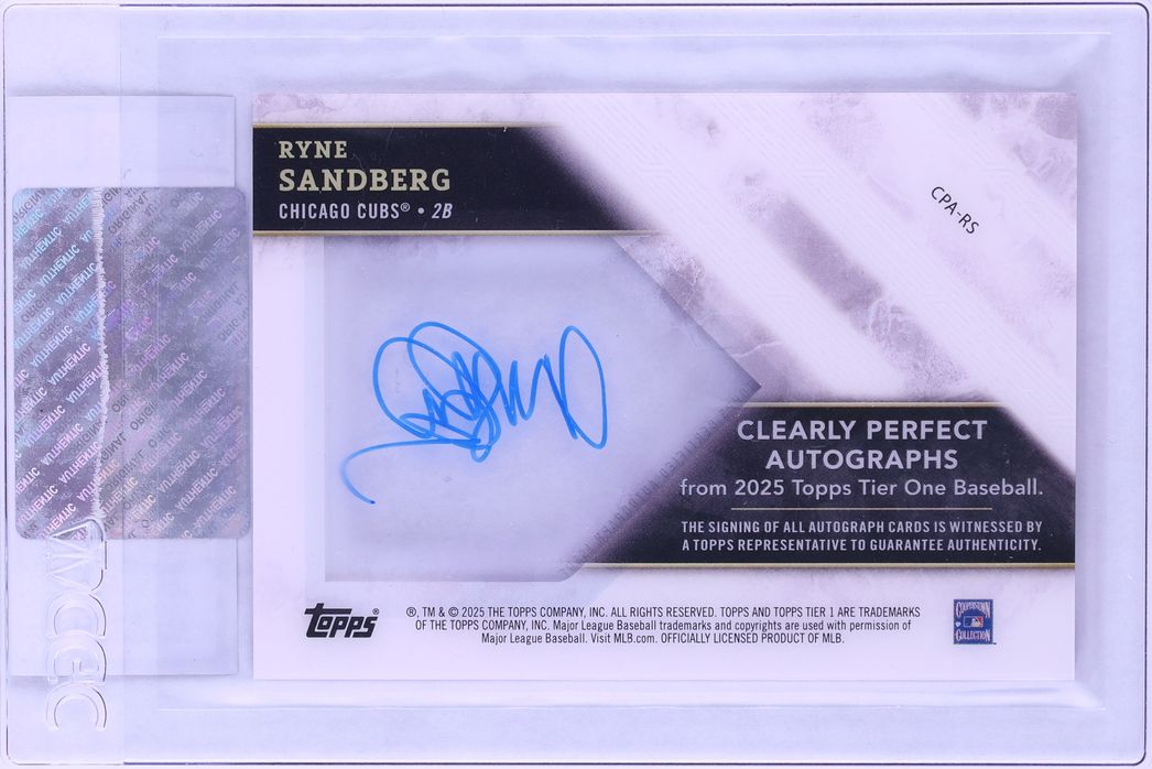 2025 Topps Tier One Clearly Perfect Ryne Sandberg AUTO /49 #CPA-RS CGC AUTH