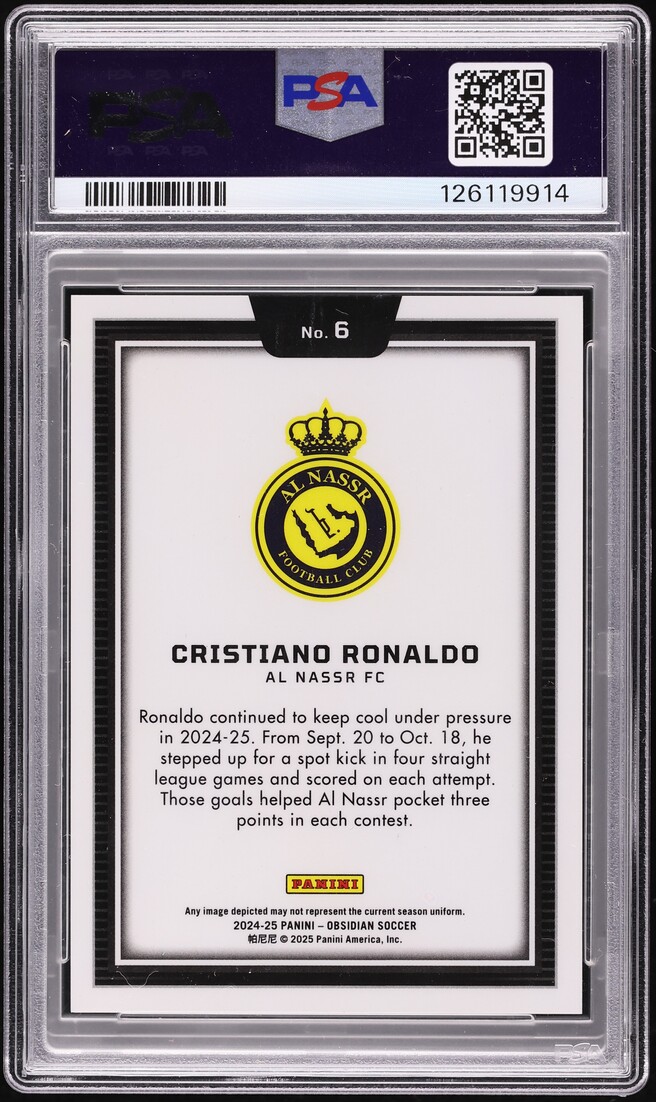 2024 Panini Obsidian Black Colorblast Cristiano Ronaldo #6 PSA 9