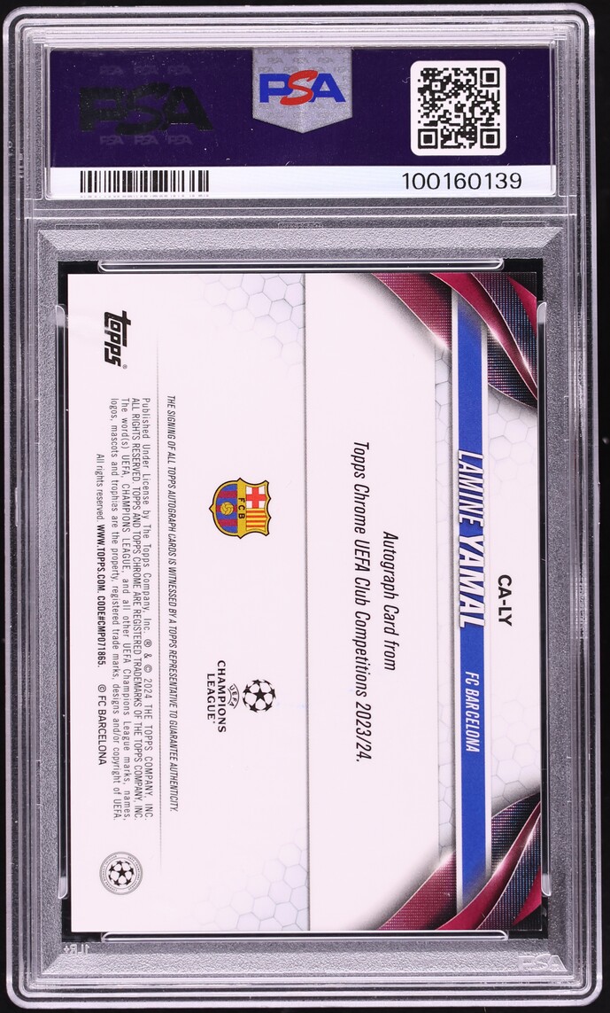 2023 Topps Chrome UEFA CC Orange Refractor Lamine Yamal ROOKIE AUTO /25 #CA-LY PSA 9 MINT