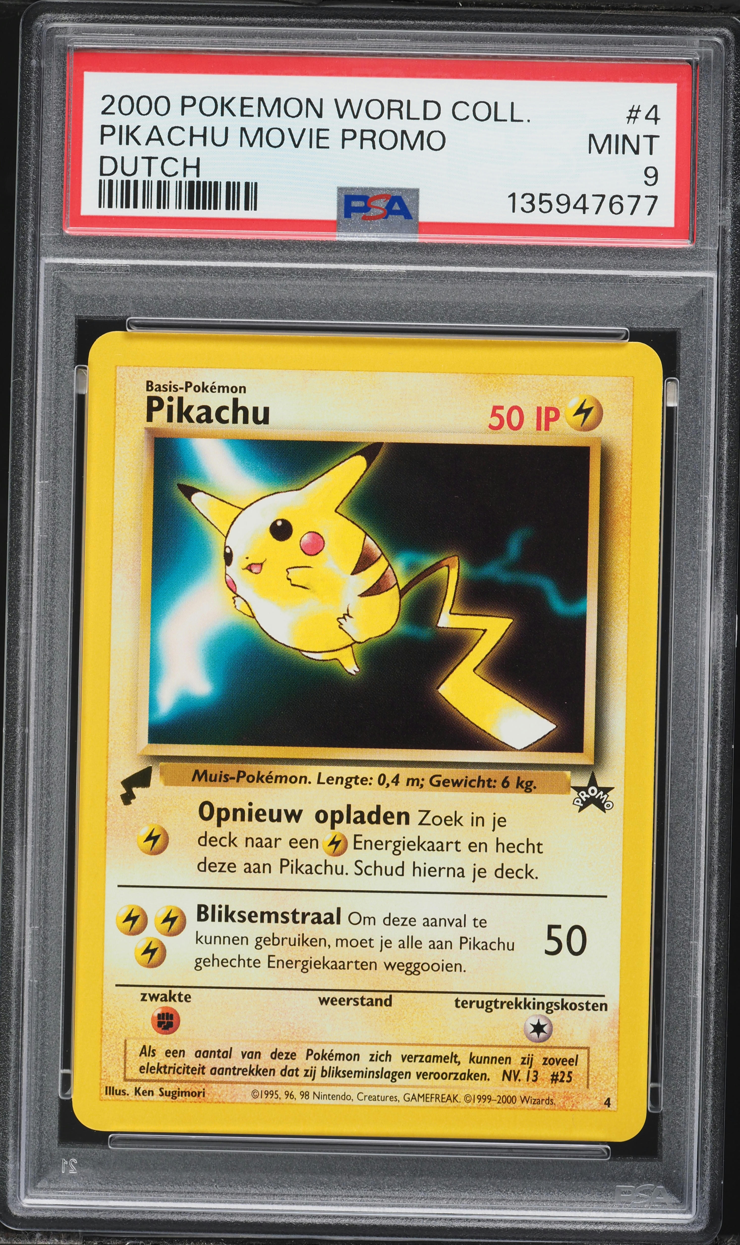 2000 Pokemon Dutch World Collection Promo Movie Pikachu #4 PSA 9