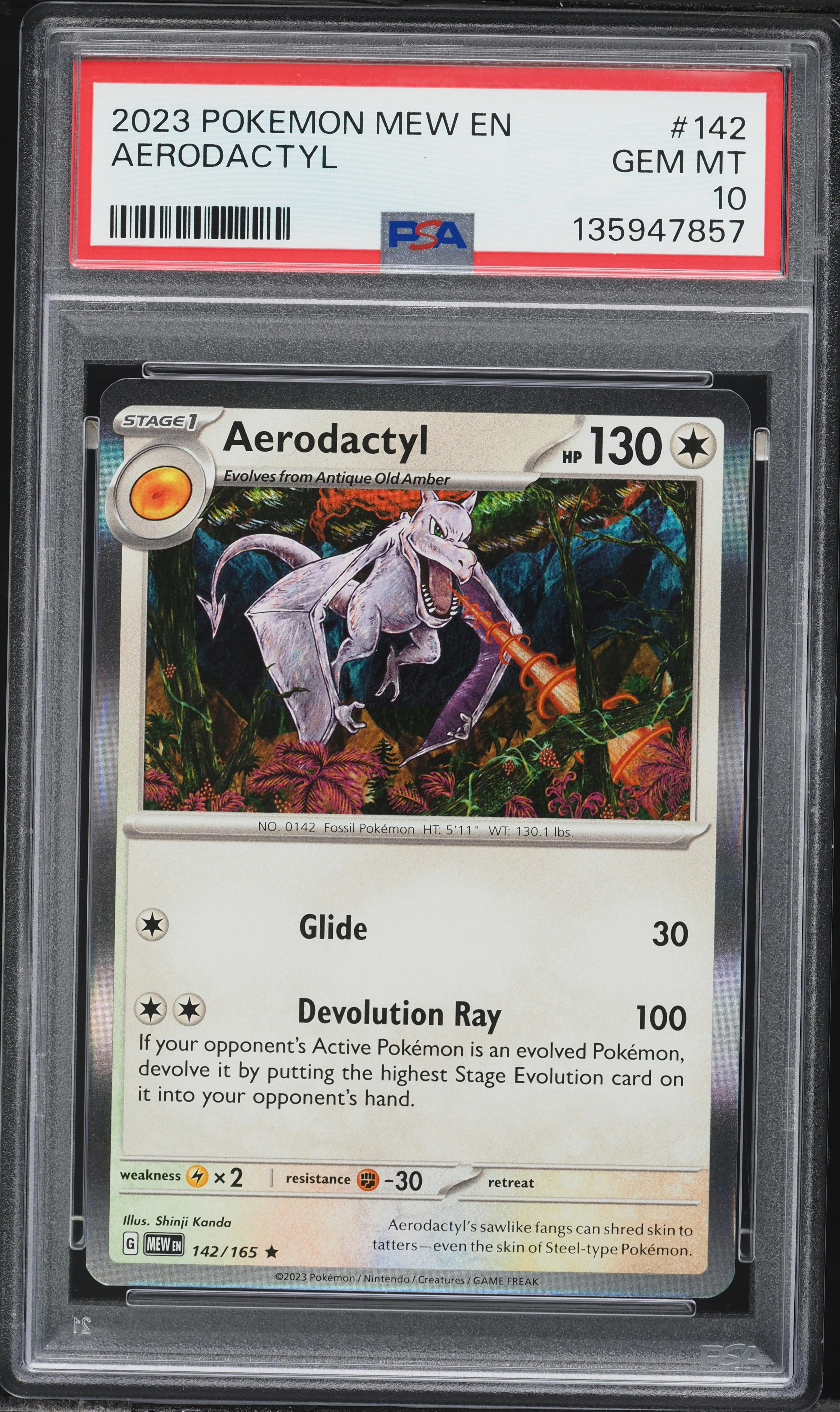 2023 Pokemon Scarlet & Violet 151 Aerodactyl #142 PSA 10 GEM MINT