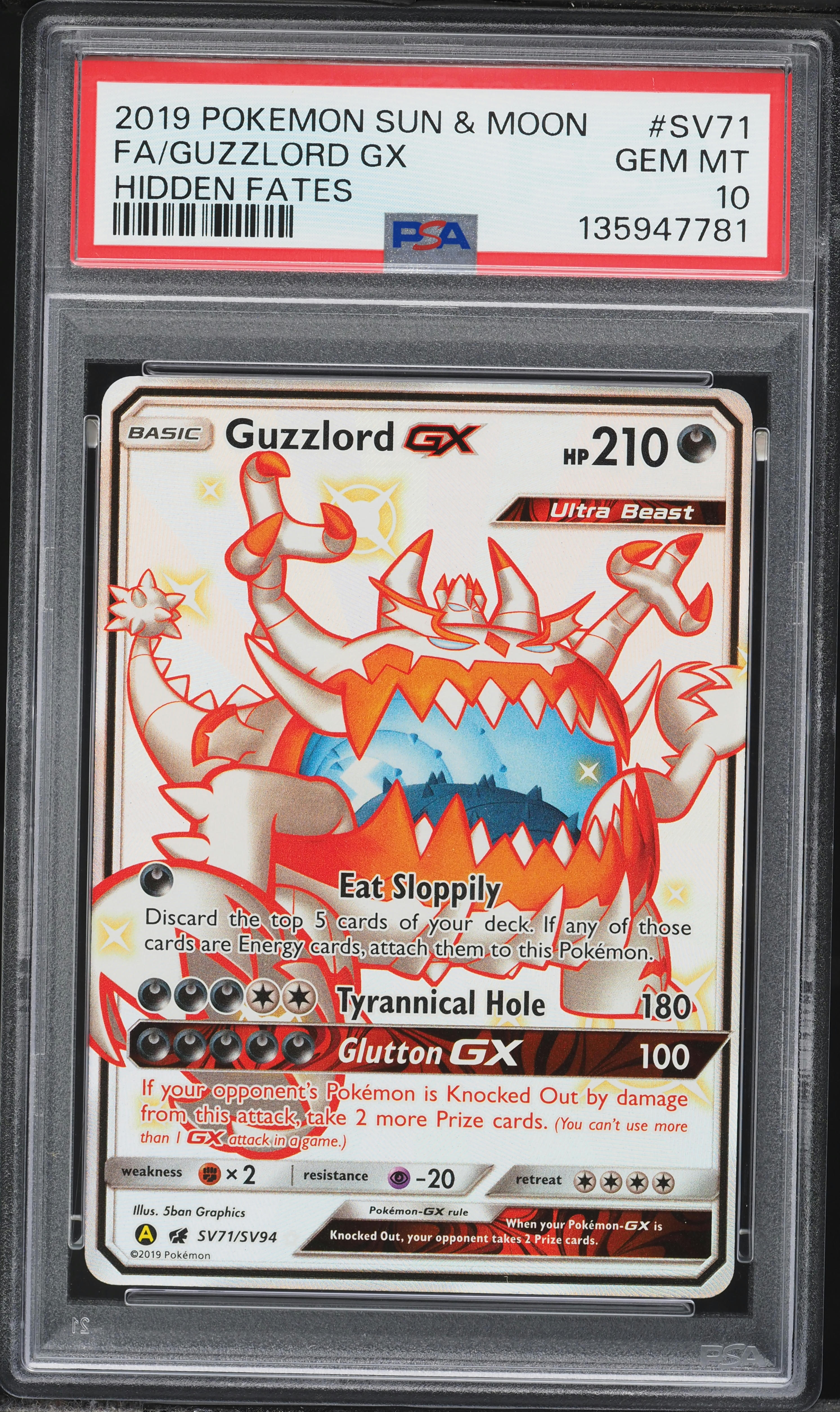 2019 Pokemon Sun & Moon Hidden Fates Shiny Full Art Guzzlord GX #SV71 PSA 10 GEM MINT on Fanatics Collect 2019 Pokemon Sun & Moon Hidden Fates Shiny Full Art Guzzlord GX #SV71 PSA 10 GEM MINT on Fanatics Collect