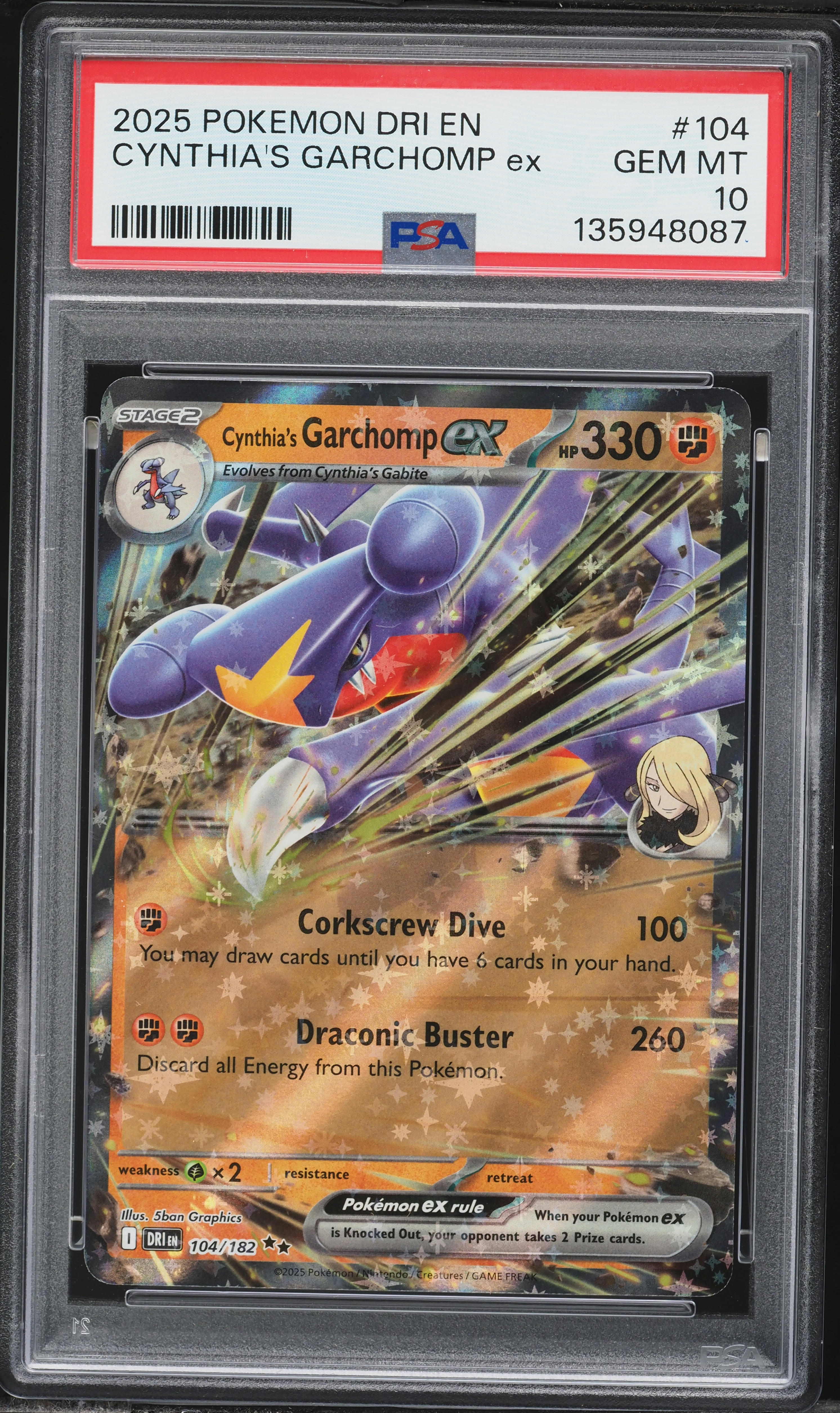 2025 Pokemon Scarlet & Violet Destined Rivals Holo Cynthia's Garchomp Ex  #104 PSA 10 GEM MINT on Fanatics Collect