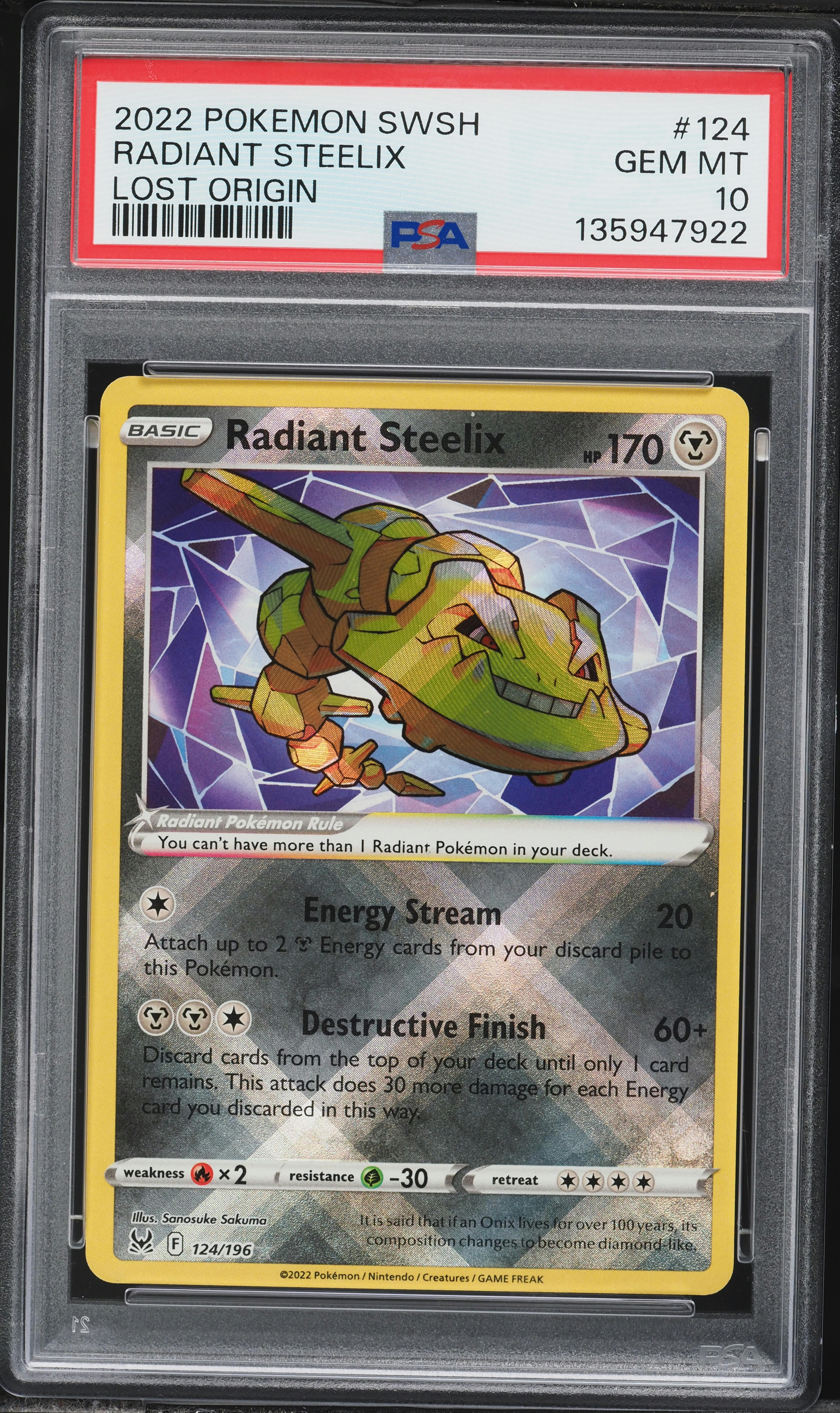 2022 Pokemon Sword & Shield Lost Origin Holo Radiant Steelix #124 PSA 10 GEM MINT on Fanatics Collect 2022 Pokemon Sword & Shield Lost Origin Holo Radiant Steelix #124 PSA 10 GEM MINT on Fanatics Collect