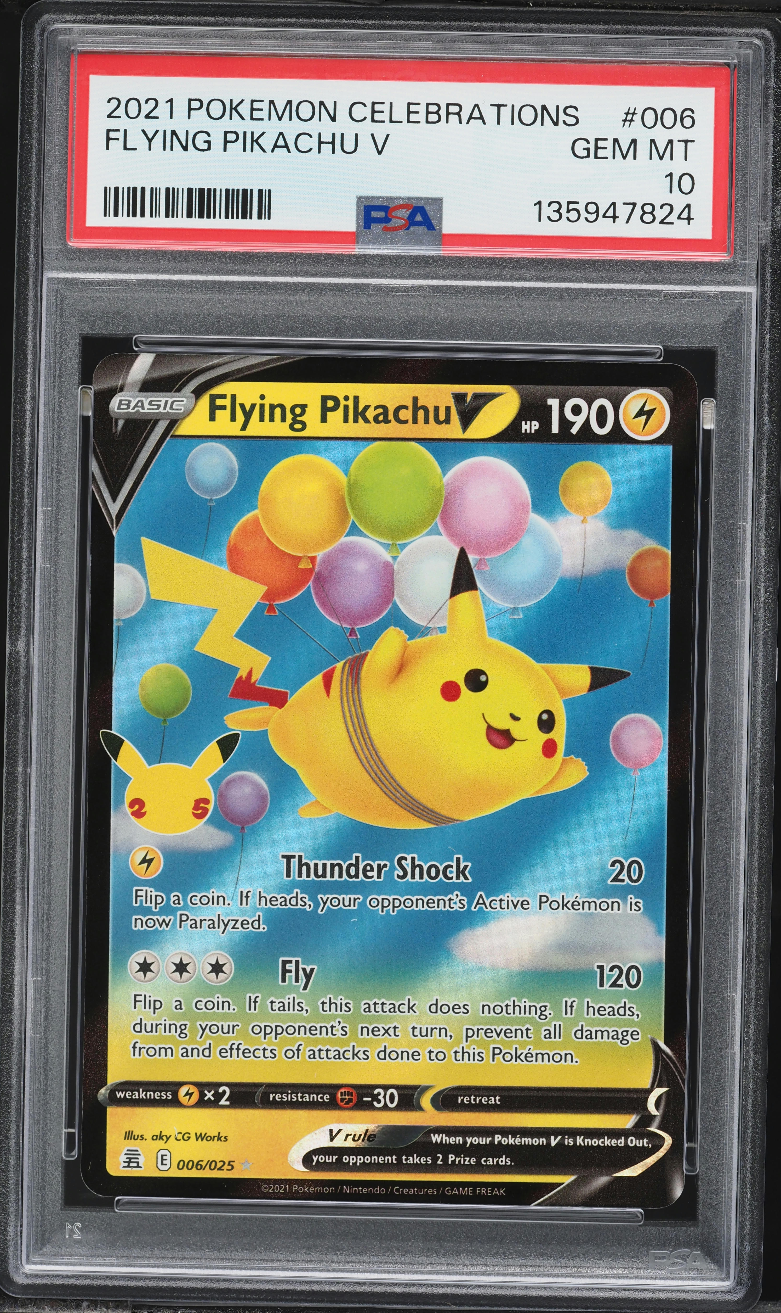 2021 Pokemon Sword & Shield Celebrations Holo Flying Pikachu V #6