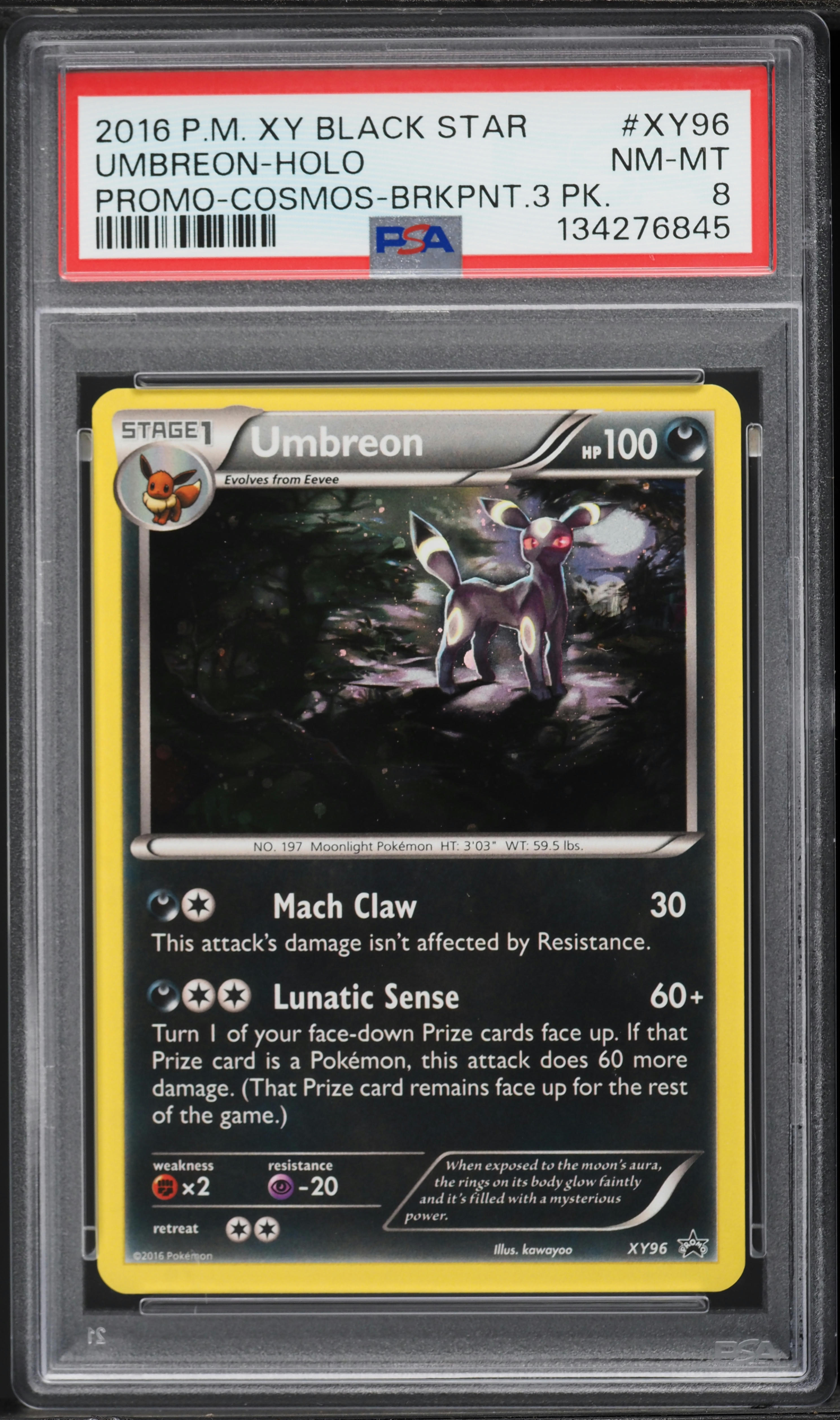 2016 Pokemon XY Promo Cosmos Breakpoint Holo Umbreon #XY96 PSA 8 