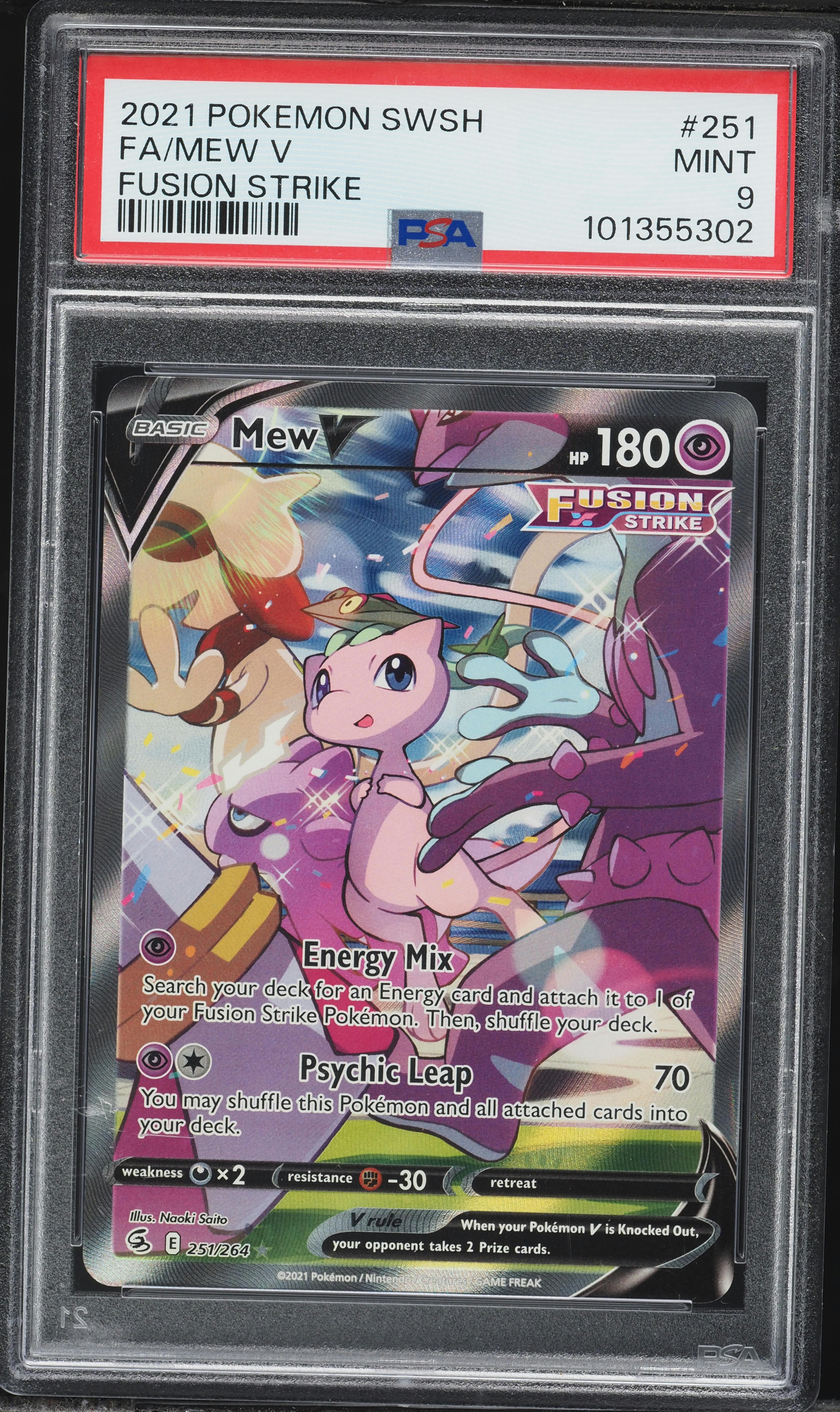 2021 Pokemon Sword & Shield Fusion Strike Full Art Mew V #251 PSA