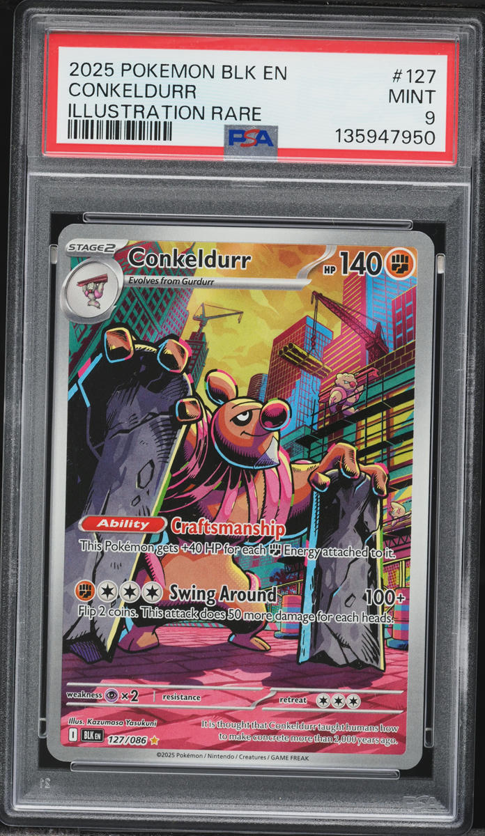 2025 Pokemon Black Bolt IR Conkeldurr #127 PSA 9 MINT on Fanatics Collect
