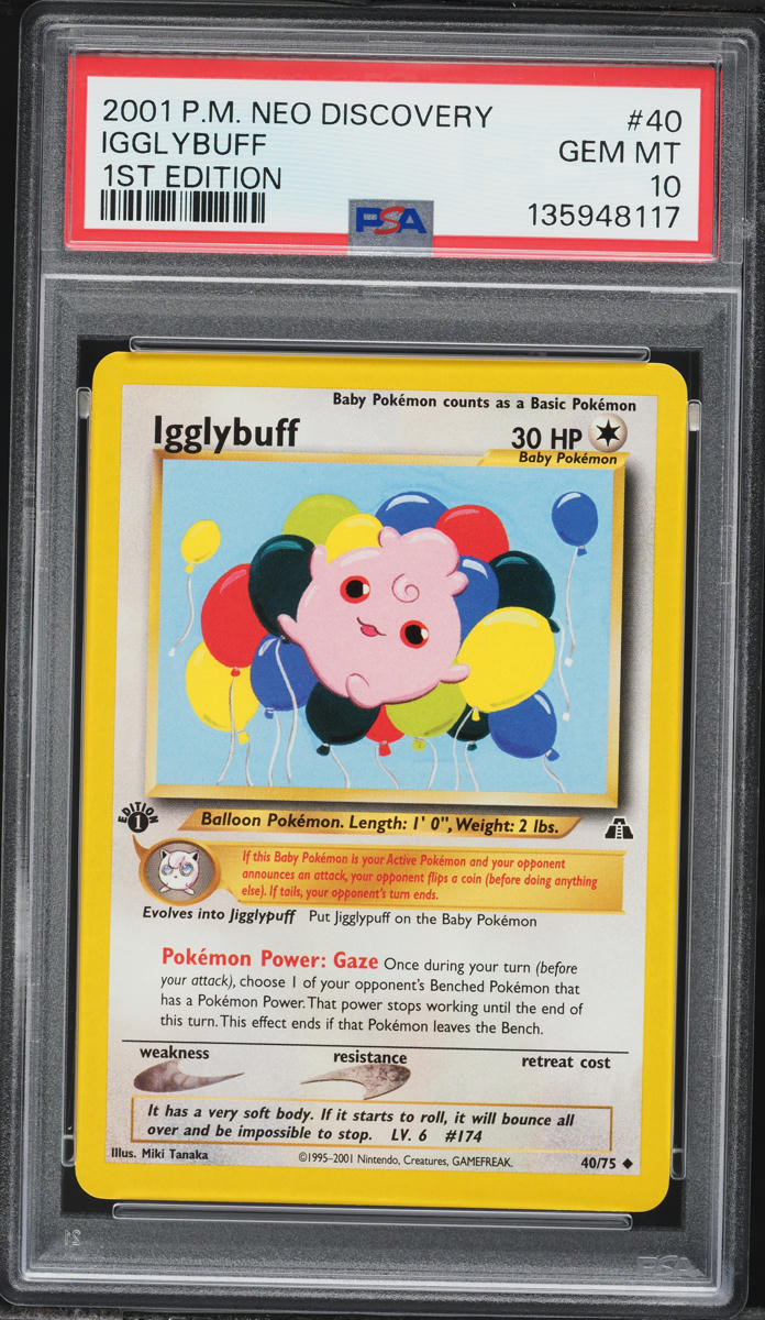 2001 Pokemon Neo Discovery 1st Edition Igglybuff #40 PSA 10 GEM