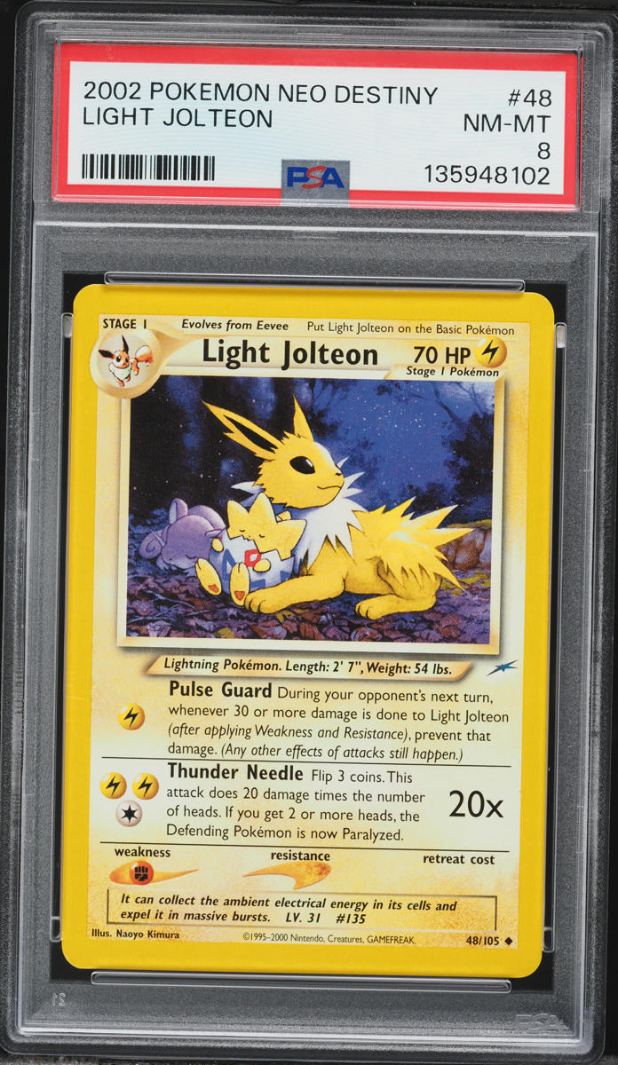 2002 Pokemon Neo Destiny Light Jolteon #48 PSA 8 NM-MT