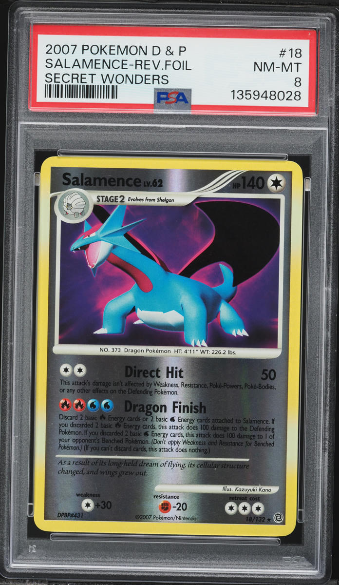 2007 Pokemon Diamond & Pearl Secret Wonders Reverse Holo Salamence #18 PSA 8 NM-MT