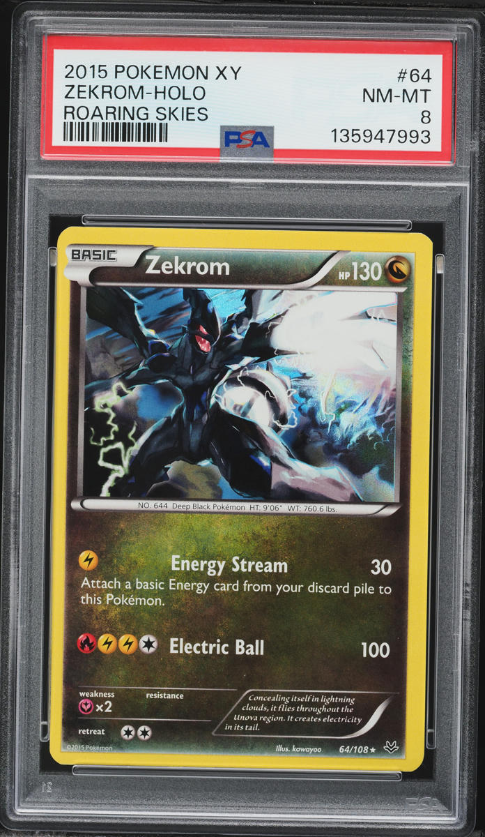 2015 Pokemon XY Roaring Skies Holo Zekrom #64 PSA 8 NM-MT on