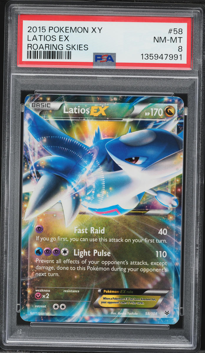 2015 Pokemon XY Roaring Skies Holo Latios Ex #58 PSA 8 NM-MT on