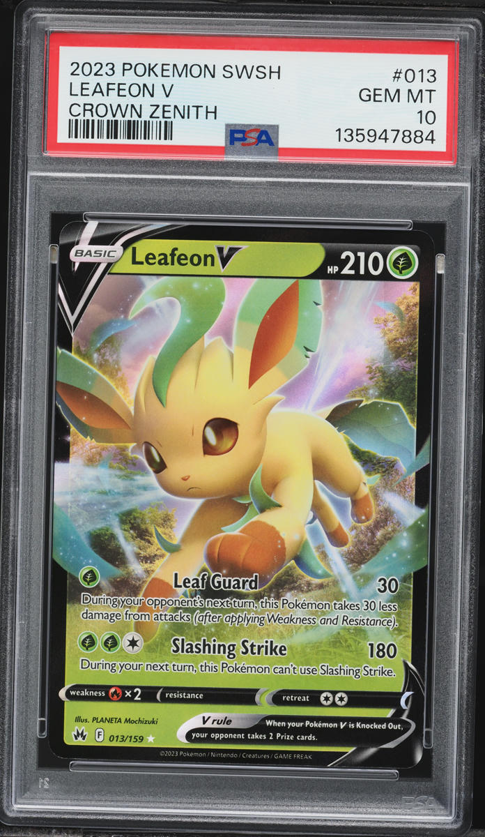 2023 Pokemon Sword & Shield Crown Zenith Leafeon V #13 PSA 10 GEM