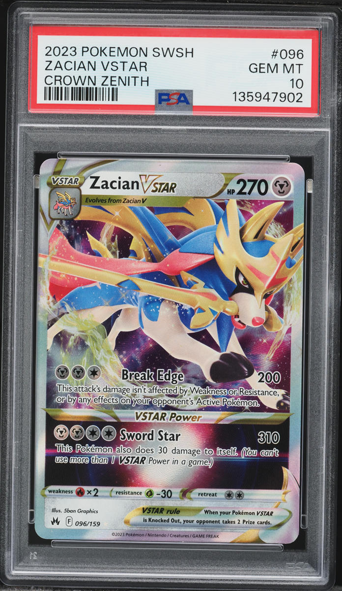 2023 Pokemon Sword & Shield Crown Zenith Zacian VSTAR #96 PSA 10 GEM MINT