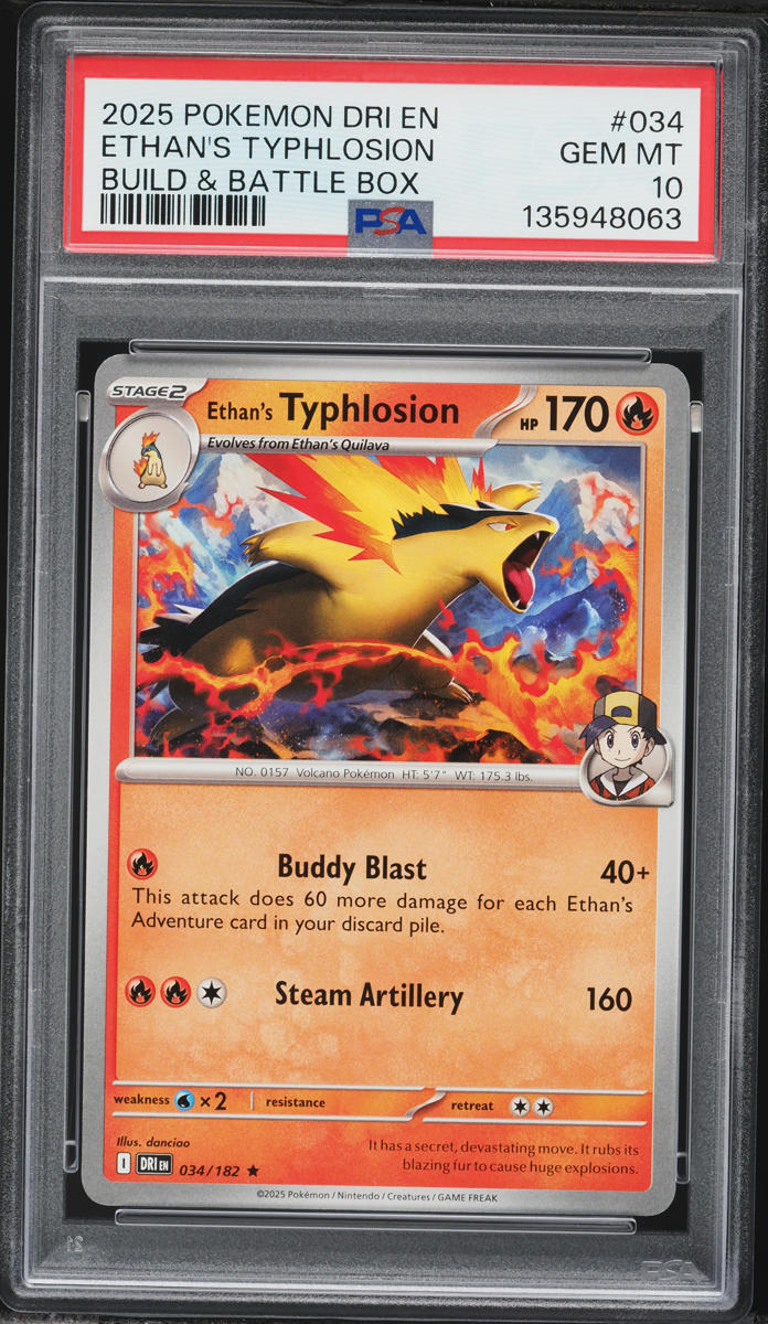 2025 Pokemon Destined Rivals Build & Battle Box Ethan's Typhlosion #034 PSA 10 GEM MINT
