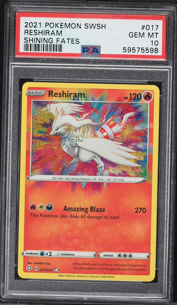 2021 Pokemon Sword & Shield Shining Fates Amazing Rare Reshiram #17 PSA 10 GEM MINT